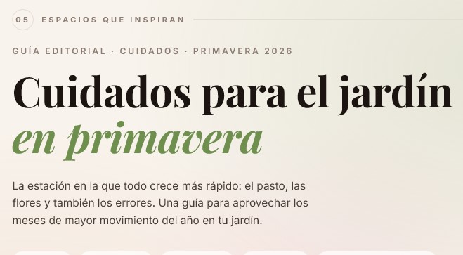 Encabezado de la guía Cuidados para el jardín en primavera